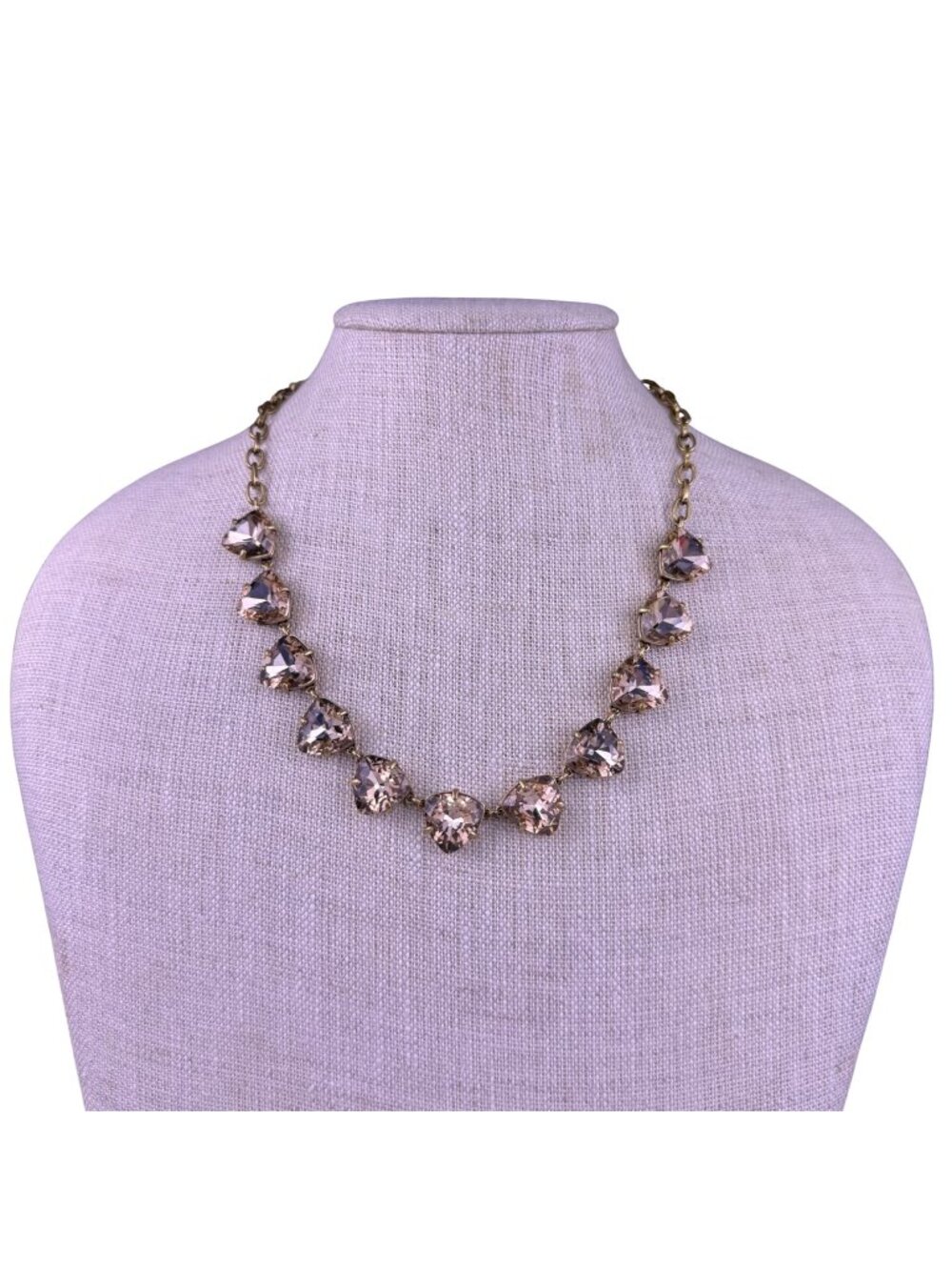 Stella & Dot Womens Gold Tone Brass Necklace With Smoky Crystals